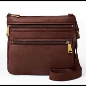 Brown leather cross body bag